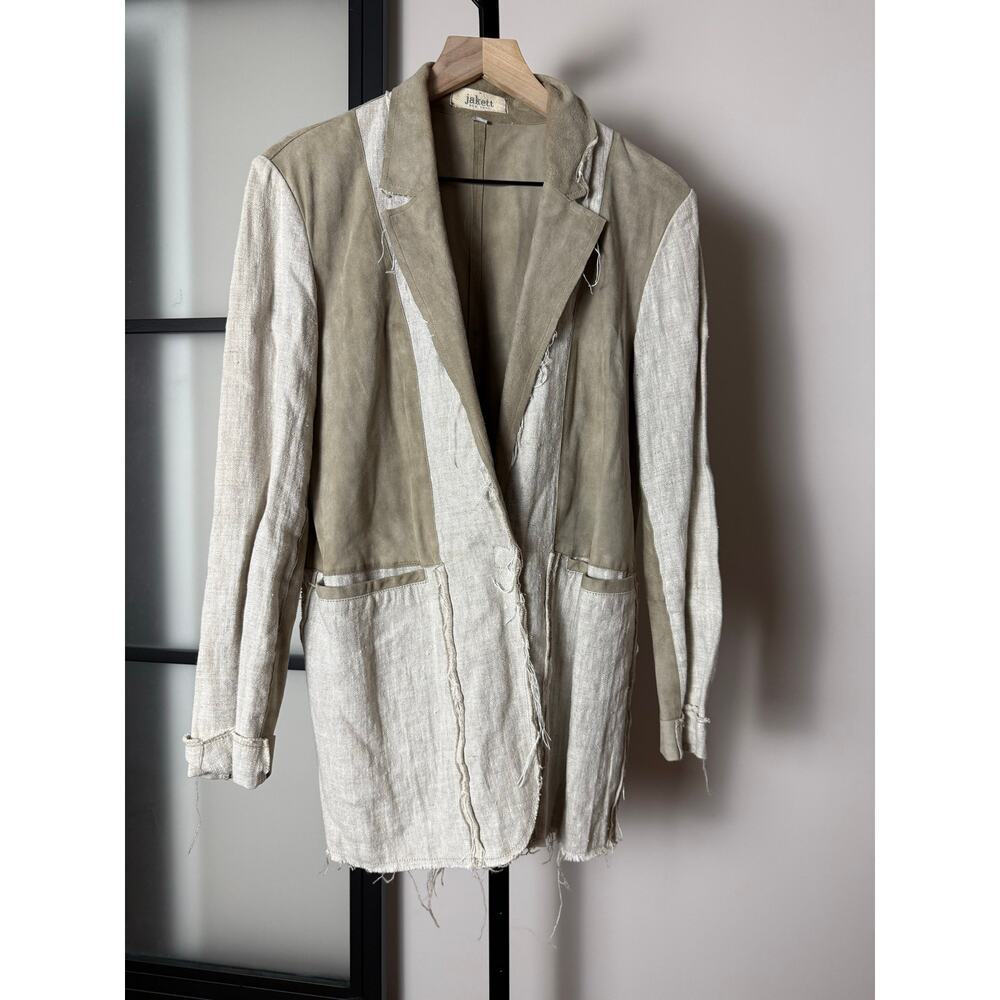 Jakett New York Linen and Leather Blend Jacket Size XS